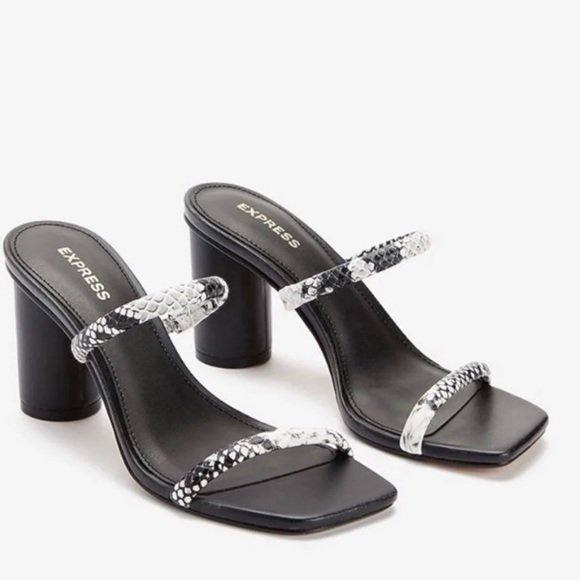 COPY - Express Block sandals heels snake print size 9 & 8 shoes - Picture 1 of 2